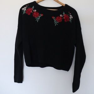 PACSUN L.A HEARTS BLACK SWEATER AND ROSES